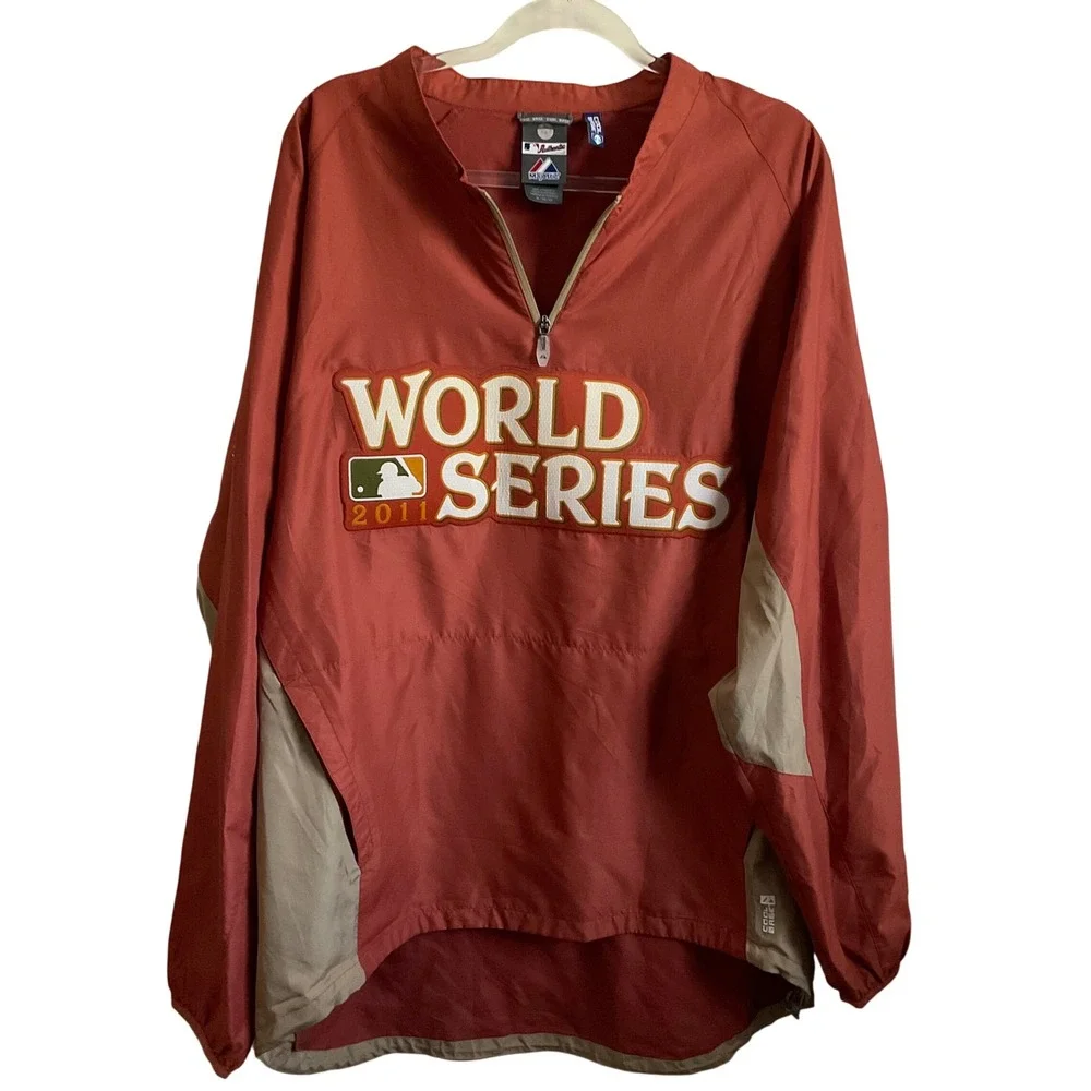 Majestic Men's Y2K 2011 World Series MLB Wind Breaker Pullover - Size XL‎